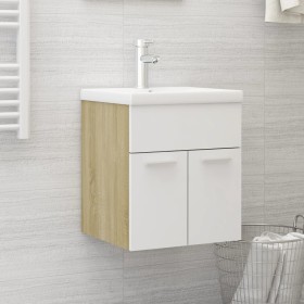 Armario para lavabo contrachapada blanco roble 41x38,5x46 cm de vidaXL, Muebles de baño - Ref: Foro24-804643, Precio: 36,69 €...
