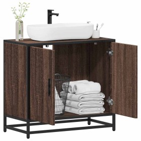 Mueble de lavabo madera de ingeniería roble marrón 65x33x60 cm von , Badezimmermöbel - Ref: Foro24-849268, Preis: 61,18 €, Ra...
