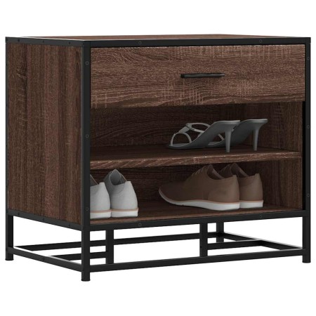 Banco zapatero madera de ingeniería roble marrón 60x40x53,5 cm by , Benches for halls and storage - Ref: Foro24-849223, Price...