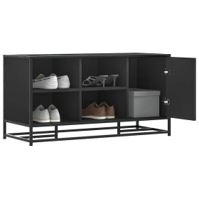 Banco zapatero madera de ingeniería y metal negro 100x40x53,5cm by , Benches for halls and storage - Ref: Foro24-849214, Pric...