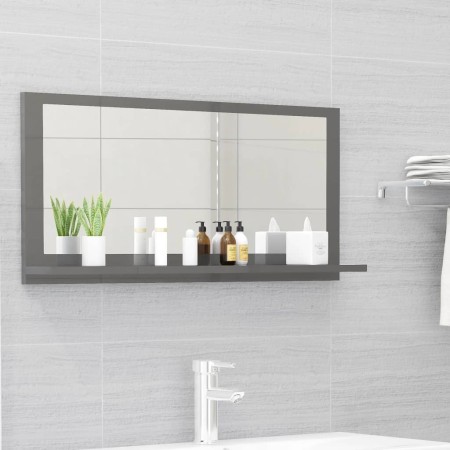 Glossy gray plywood bathroom mirror 80x10.5x37 cm by vidaXL, bathroom vanities - Ref: Foro24-804579, Price: 32,26 €, Discount: %