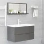Badezimmerspiegel aus glänzendem grauem Sperrholz, 80 x 10,5 x 37 cm von vidaXL, Badezimmerwaschtische - Ref: Foro24-804579, ...