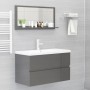 Glossy gray plywood bathroom mirror 80x10.5x37 cm by vidaXL, bathroom vanities - Ref: Foro24-804579, Price: 32,26 €, Discount: %