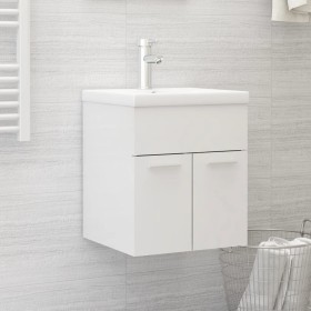 Armario para lavabo contrachapada blanco brillo 41x38,5x46 cm