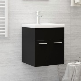 Armario para lavabo madera contrachapada negro 41x38,5x46 cm