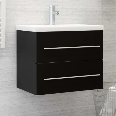 Black engineered wood washbasin cabinet 60x38.5x48 cm by vidaXL, Bathroom furniture - Ref: Foro24-804693, Price: 53,13 €, Dis...