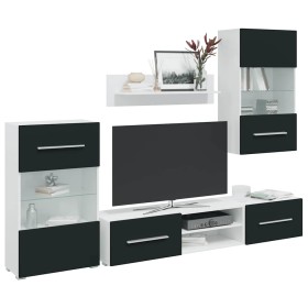 Muebles para TV 5 piezas con iluminación LED índigo mate de , Muebles TV - Ref: Foro24-3324235, Precio: 320,19 €