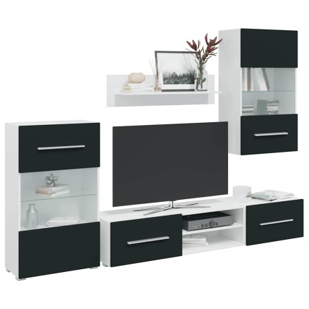Muebles para TV 5 piezas con iluminación LED índigo mate de , Muebles TV - Ref: Foro24-3324235, Precio: 320,19 €