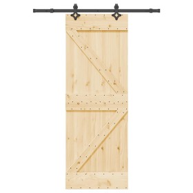 Puerta corredera con herrajes madera maciza de pino 70x210 cm de , Puertas - Ref: Foro24-3332628, Precio: 178,56 €, Descuento: %