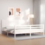 Weißer Massivholzbettrahmen mit Kopfteil 200x200 cm von vidaXL, Betten und Lattenroste - Ref: Foro24-3194787, Preis: 192,40 €...
