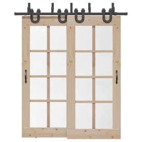 Kit de herrajes para puertas correderas acero negro 200 cm de , Artículos para puertas - Ref: Foro24-3295734, Precio: 126,32 ...