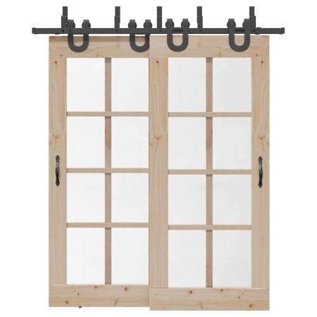 Kit de herrajes para puertas correderas acero negro 200 cm by , Door items - Ref: Foro24-3295734, Price: 126,32 €, Discount: %