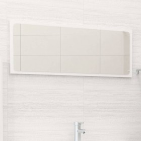 Espejo de baño madera contrachapada blanco brillo 90x1,5x37 cm