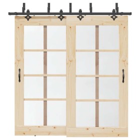 Kit de herrajes para puertas correderas acero negro 213,5 cm de , Artículos para puertas - Ref: Foro24-3295736, Precio: 162,7...
