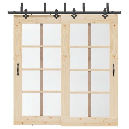 Kit de herrajes para puertas correderas acero negro 213,5 cm de , Artículos para puertas - Ref: Foro24-3295736, Precio: 162,7...