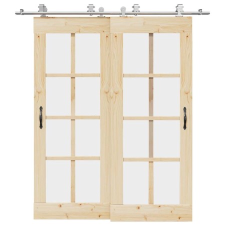 Kit de herrajes para puerta corredera 200 cm acero plateado von , Türartikel - Ref: Foro24-3295760, Preis: 225,39 €, Rabatt: %