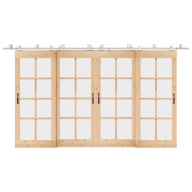Kit de herrajes para puerta corredera 200 cm acero plateado von , Türartikel - Ref: Foro24-3295762, Preis: 256,34 €, Rabatt: %