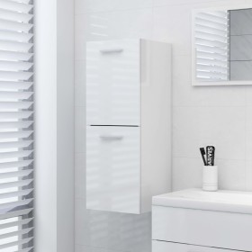 Armario de baño madera contrachapada blanco brillo 30x30x80 cm