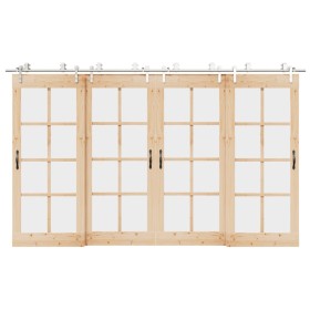 Kit de herrajes para puerta corredera 366 cm acero plateado de , Artículos para puertas - Ref: Foro24-3295769, Precio: 528,95...