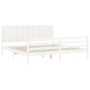 Weißer Massivholzbettrahmen mit Kopfteil 200x200 cm von vidaXL, Betten und Lattenroste - Ref: Foro24-3194787, Preis: 192,40 €...