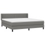 Cama box spring con colchón tela gris oscuro 160x200 cm