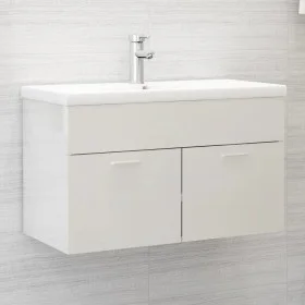 Armario para lavabo contrachapada blanco brillo 80x38,5x46 cm by vidaXL, Bathroom furniture - Ref: Foro24-804662, Price: 47,3...