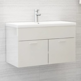 Waschbeckenunterschrank aus glänzend weißem Sperrholz 80x38,5x46 cm. von vidaXL, Badezimmermöbel - Ref: Foro24-804662, Preis:...