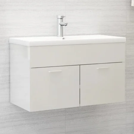 Waschbeckenunterschrank aus glänzend weißem Sperrholz 80x38,5x46 cm. von vidaXL, Badezimmermöbel - Ref: Foro24-804662, Preis:...