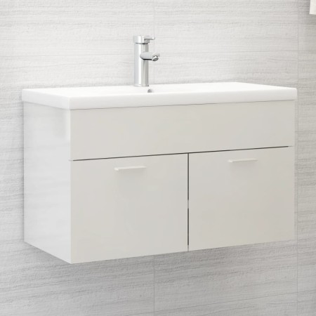 Waschbeckenunterschrank aus glänzend weißem Sperrholz 80x38,5x46 cm. von vidaXL, Badezimmermöbel - Ref: Foro24-804662, Preis:...