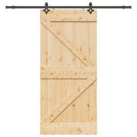 Puerta corredera con herrajes madera maciza de pino 80x210 cm de , Puertas - Ref: Foro24-3332637, Precio: 232,03 €, Descuento: %