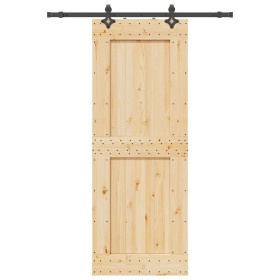 Puerta corredera con herrajes madera maciza de pino 85x210 cm by , Doors - Ref: Foro24-3332726, Price: 192,56 €, Discount: %