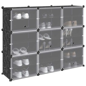 Estantería de cubos con 9 compartimentos y puertas PP negro von , Schuhregale und Schuhorganisatoren - Ref: Foro24-4019577, P...
