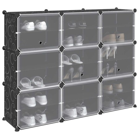 Estantería de cubos con 9 compartimentos y puertas PP negro by , Shoe racks and shoe organizers - Ref: Foro24-4019577, Price:...