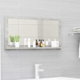 Espejo de baño madera contrachapada gris hormigón 80x10,5x37 cm
