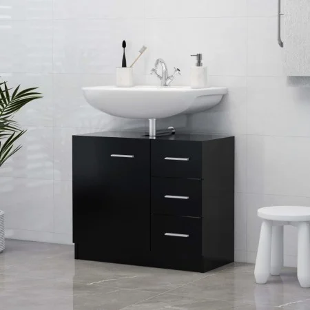 Black plywood sink cabinet 63x30x54 cm by vidaXL, Bathroom furniture - Ref: Foro24-804185, Price: 70,01 €, Discount: %