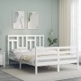 Weißer Massivholzbettrahmen mit Kopfteil 140x200 cm von vidaXL, Betten und Lattenroste - Ref: Foro24-3194962, Preis: 140,11 €...