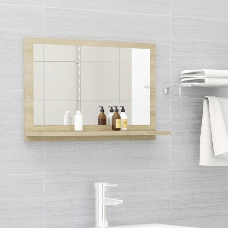 Espejo de baño madera contrachapada color roble 60x10,5x37 cm de vidaXL, Tocadores de baño - Ref: Foro24-804565, Precio: 36,1...