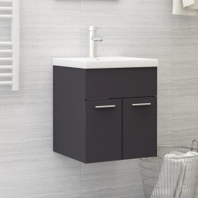 Armario para lavabo madera contrachapada gris 41x38,5x46 cm