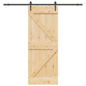 Puerta corredera con herrajes madera maciza de pino 80x210 cm de , Puertas - Ref: Foro24-3332649, Precio: 239,20 €, Descuento: %
