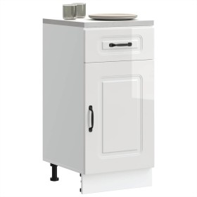 Mueble bajo cocina Kalmar madera ingeniería blanca alto brillo by , Kitchen cabinets - Ref: Foro24-853469, Price: 92,87 €, Di...