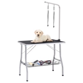 Mesa de aseo ajustable para perros con 2 lazos y cesta