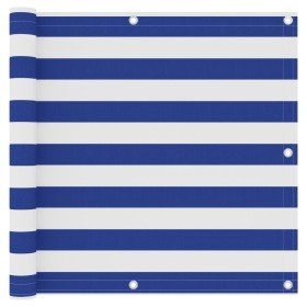 Toldo para balcón tela oxford blanco y azul 90x400 cm