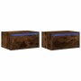 Mesitas de noche de pared con luces LED 2 uds roble ahumado von , TV-Möbel - Ref: Foro24-860220, Preis: 93,84 €, Rabatt: %