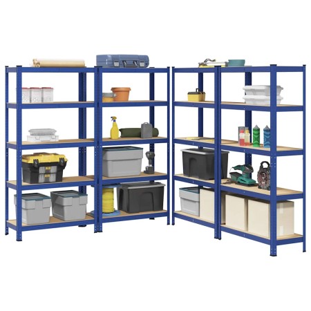 Estanterías de 5 baldas 4 uds madera contrachapada y acero azul by , Industrial shelving - Ref: Foro24-3307593, Price: 164,25...