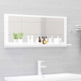 Espejo de baño madera contrachapada blanco brillo 90x10,5x37 cm de vidaXL, Tocadores de baño - Ref: Foro24-804586, Precio: 38...