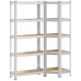 Juego de 2estantes 5niveles acero plateado y madera industrial von , Industrieregale - Ref: Foro24-3307617, Preis: 81,93 €, R...