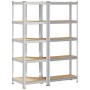 Juego de 2estantes 5niveles acero plateado y madera industrial von , Industrieregale - Ref: Foro24-3307617, Preis: 81,93 €, R...