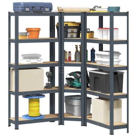 Juego 3 estantes 5 niveles acero antracita y madera industrial von , Industrieregale - Ref: Foro24-3307622, Preis: 124,94 €, ...