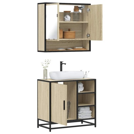 Set de muebles de baño 2 pzas madera contrachapada roble Sonoma von , Badezimmermöbel - Ref: Foro24-3300936, Preis: 151,56 €,...
