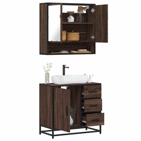 Set de muebles baño 2 pzas madera contrachapada marrón roble by , Bathroom furniture - Ref: Foro24-3300929, Price: 166,24 €, ...